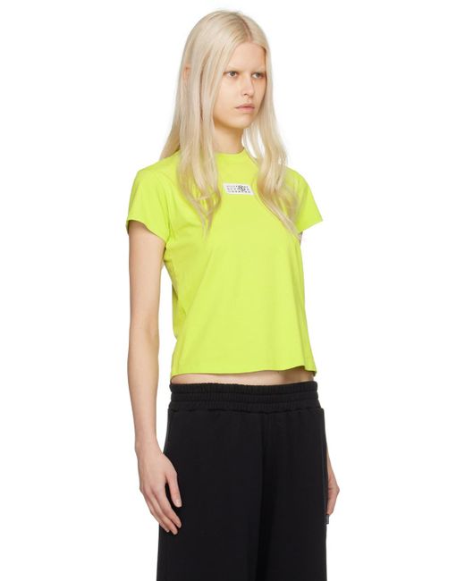 MM6 by Maison Martin Margiela Yellow Green Cropped T-shirt