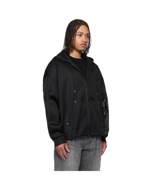 Wooyoungmi Black Mesh Hoodie for men