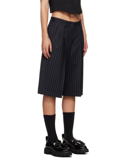 MSGM Black Navy Pinstripe Shorts