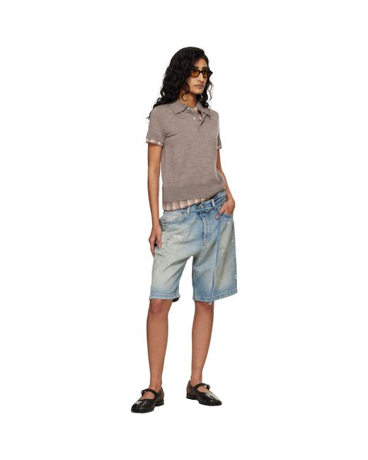 Acne Blue Belted Denim Shorts