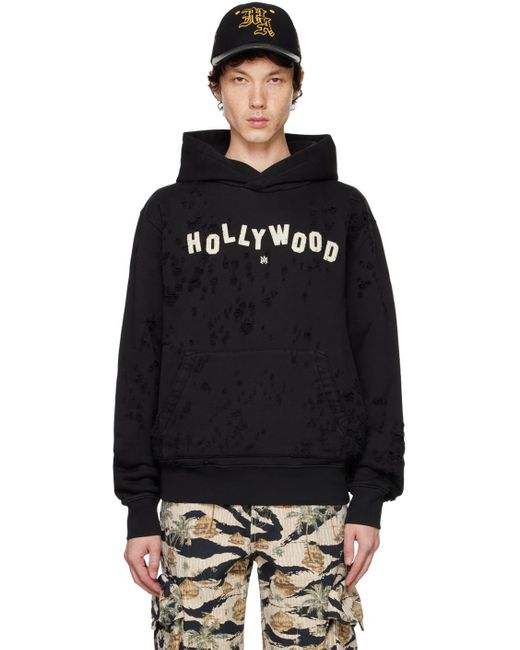 Amiri Black Distressed Terry Hoodie for men