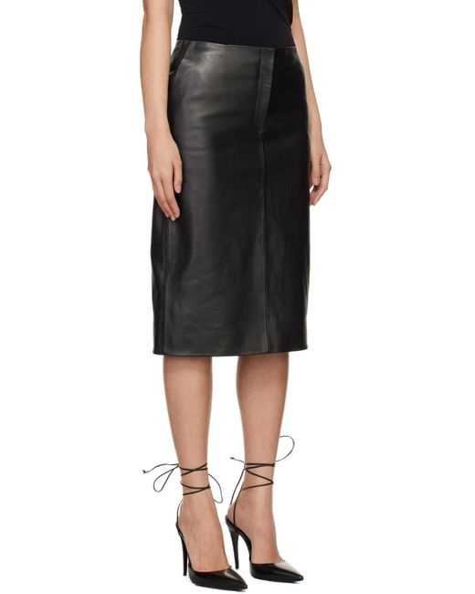 Magda Butrym Black Zip Leather Midi Skirt