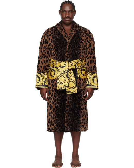 Sortie-De-Bain Brun Et Noir À Motif Wild Barocco Versace pour homme en coloris Black