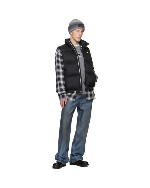 Aape By A Bathing Ape Black 'Aapenow' Moonface Down Vest for men