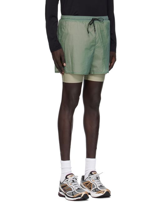 District Vision Green Ripstop Layered Trail Shorts for men
