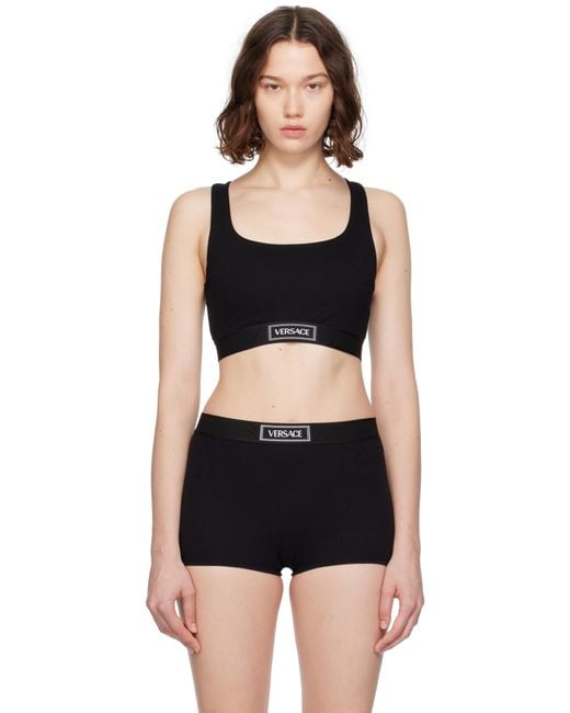 Versace Black 90S Elastic Bra