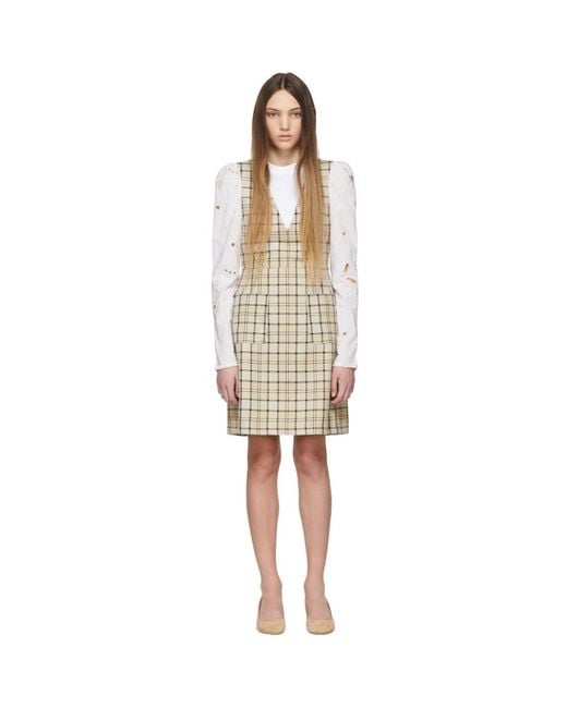 See By Chloé Natural Beige Checkered Shift Dress