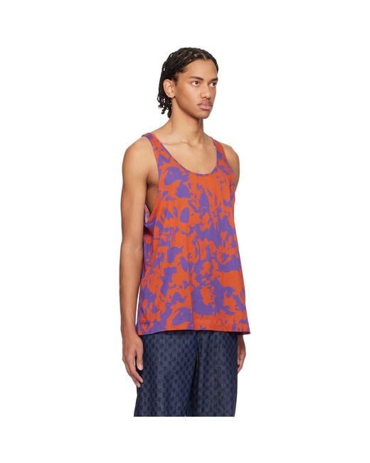 Dries Van Noten Red Scoop Neck Tank Top for men
