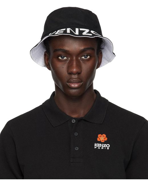 KENZO Black Paris Graphy Reversible Hat for men