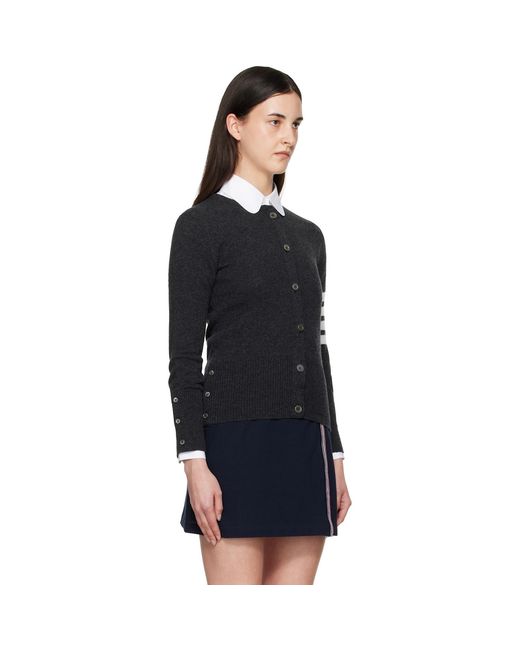Thom Browne Black Thom E Classic Cashmere 4-bar V-neck Cardigan