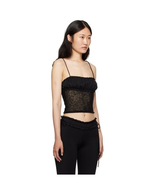 GUIZIO Black Ruched Tank Top