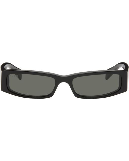 Gucci Black Fashion Show Rectangular Squared Sunglasses