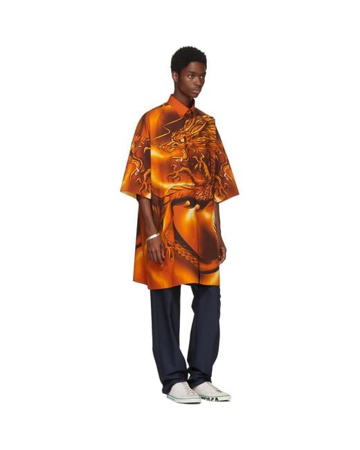 forhold himmelsk Wedge Balenciaga Orange Big Dragon Shirt for Men | Lyst