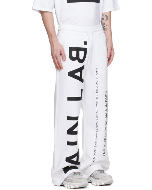 Balmain White 'main Lab' Sweatpants for men