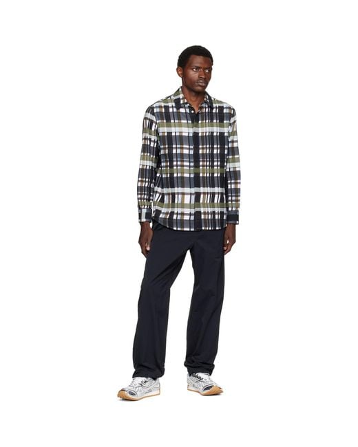 Bottega Veneta Black Cotton Check Shirt for men