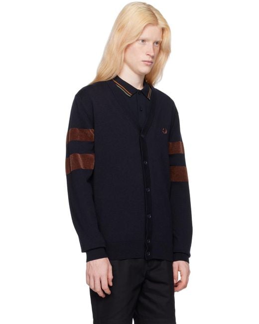 Fred Perry Blue Navy Tipping Cardigan for men