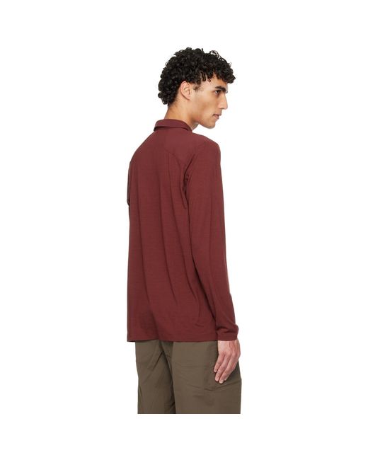 Veilance Red Burgundy Frame Ls Polo for men