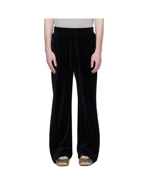 Commission Black Shift Velvet Track Pants for men
