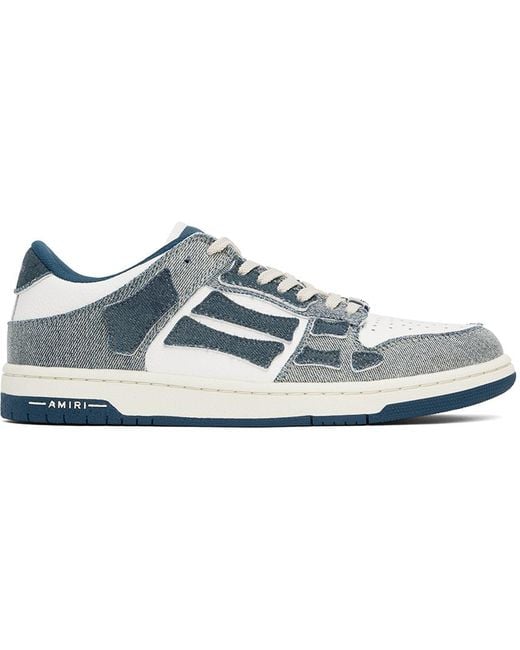 Baskets basses rétro blanc et bleu en denim à appliqués skel top Amiri pour homme en coloris Black