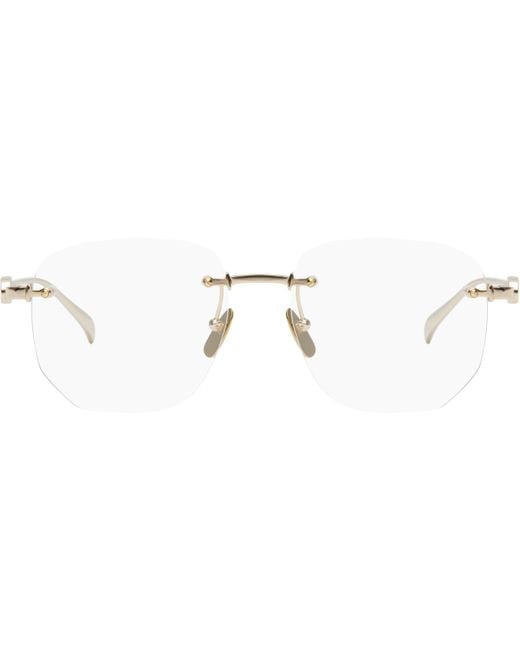 Gucci Black Block Text Square Rimless Glasses