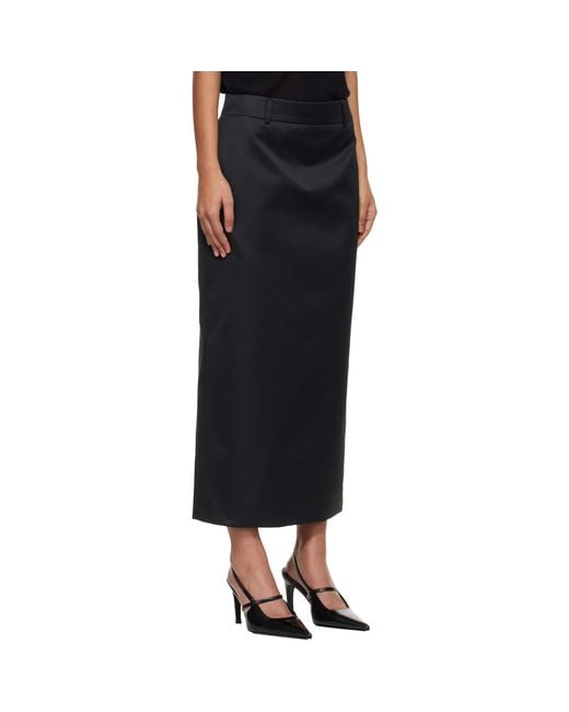 Frankie Shop Black Alrose Satin Midi Skirt