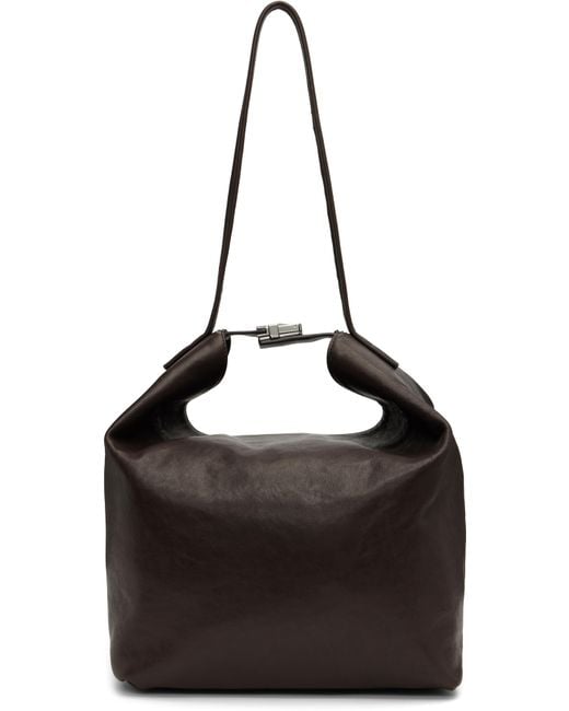 By Far ブラウン Maxi Bea クリースレザー バッグ Black