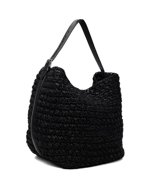Totême Black Belted Raffia Tote