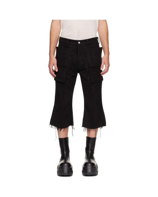 Rick Owens Black Tower Bolan Cutoff Cargo Pants for men
