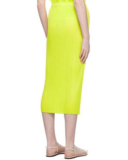 Pleats Please Issey Miyake Yellow Green New Colorful Basics 3 Midi Skirt