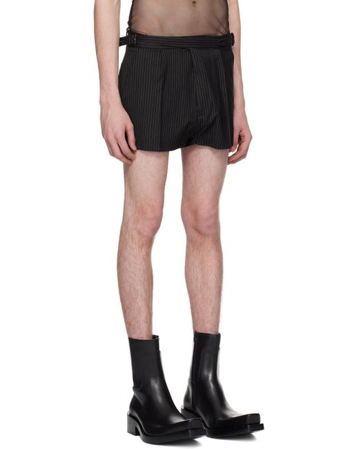Egonlab Black Double Buckle Shorts for men