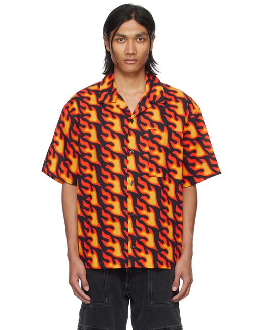 HUGO Black & Orange Oversized Shirt for men