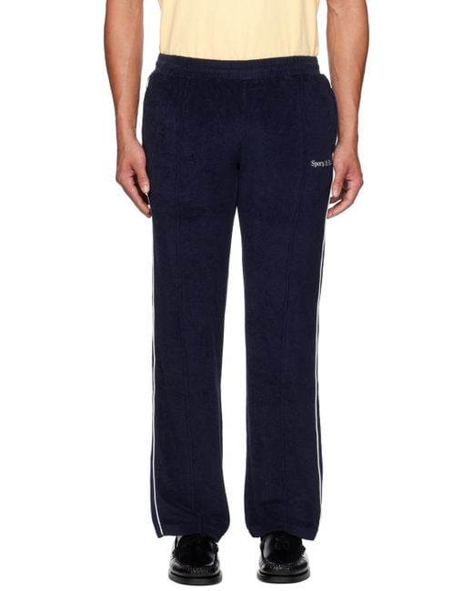 Sporty & Rich Blue Navy New Serif Track Pants for men