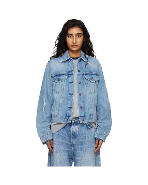 Acne Blue Distressed Denim Jacket