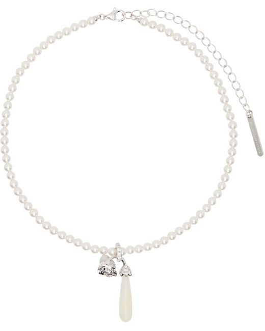 ShuShu/Tong White Yvmin Edition Pearl Drop Sleeping Rose Necklace
