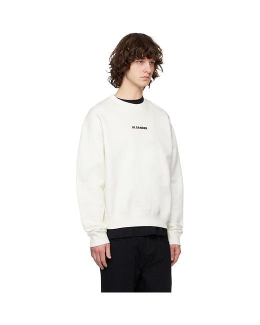 Jil Sander White Off- Logo Sweatshirt for men