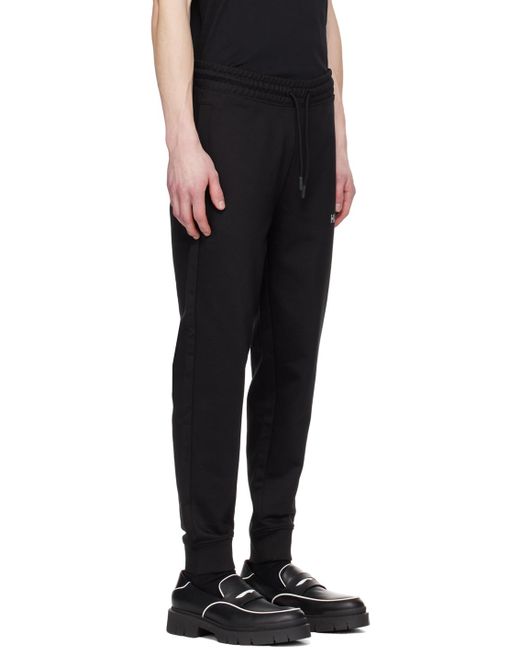 Pantalon de survêtement noir à logo brodé HUGO pour homme en coloris Black