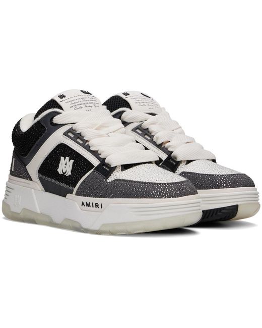 Amiri Black Crystal-Cut Paneled Leather Sneakers for men