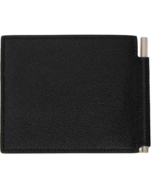 Tom Ford Black Small Grain Leather Money Clip Wallet for men