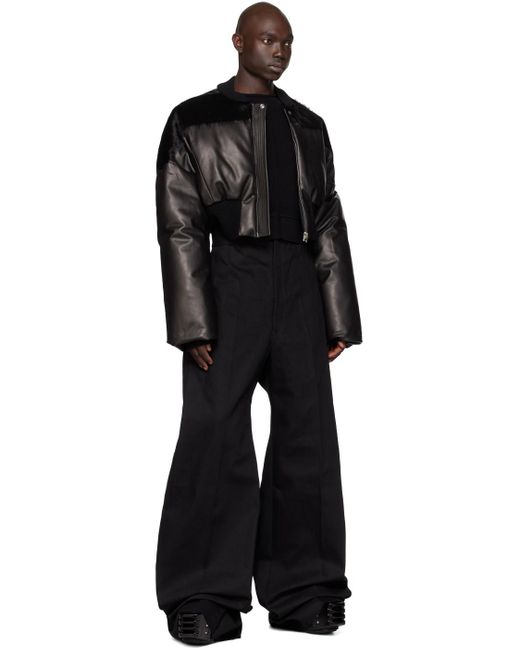Blouson aviateur noir en cuir rembourré en duvet Rick Owens pour homme en coloris Black
