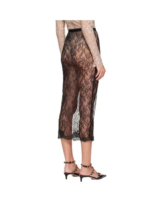 Valentino Brown Lace Midi Skirt