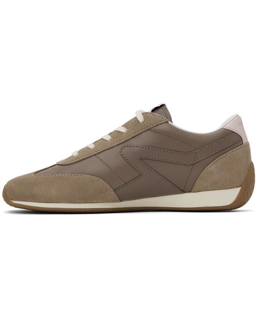 Rag & Bone Black Taupe Slim Suede Retro Runner Sneakers