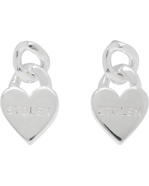 メンズ Stolen Girlfriends Club シルバー Mini Love チェーン ピアス White