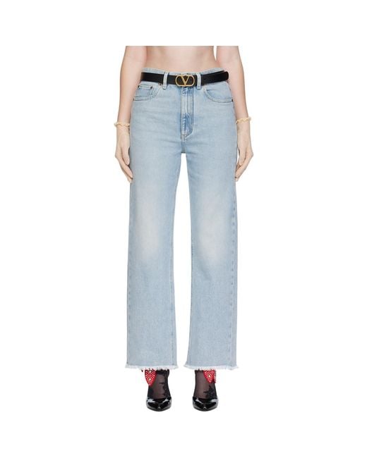 Valentino Black Frayed Cuff Jeans
