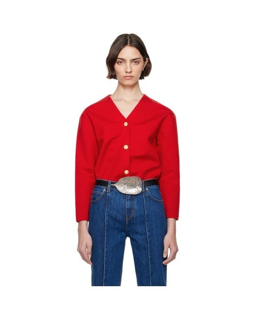 Bally Red V-Neck Cardigan
