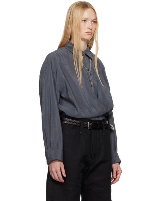 Lemaire グレー Straight Collar Twisted シャツ Black