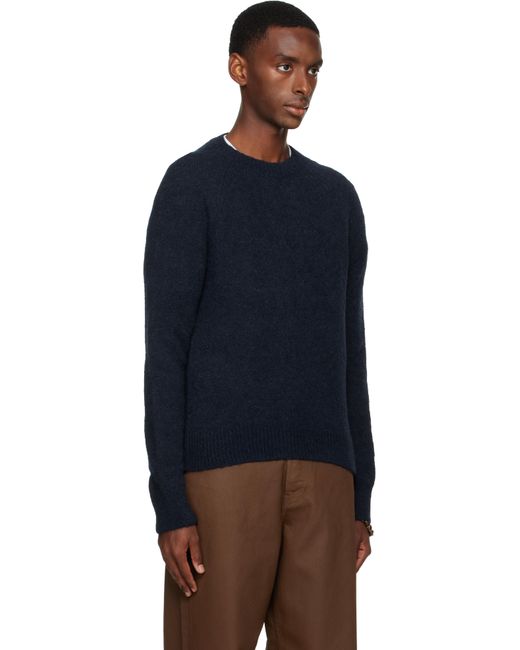 Pull Bleu Marine À Col Ras Du Cou Dries Van Noten pour homme en coloris Blue