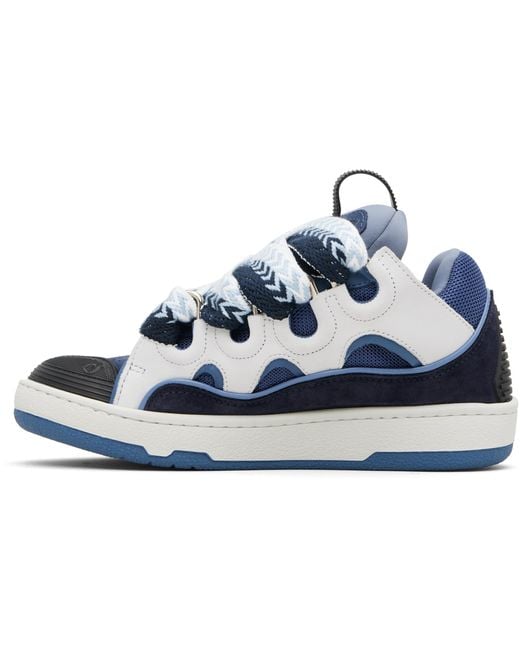 Lanvin Blue Curb Leather Sneakers for men
