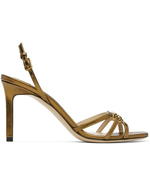 Tom Ford コッパー Lizard Whitney ヒールサンダル Black