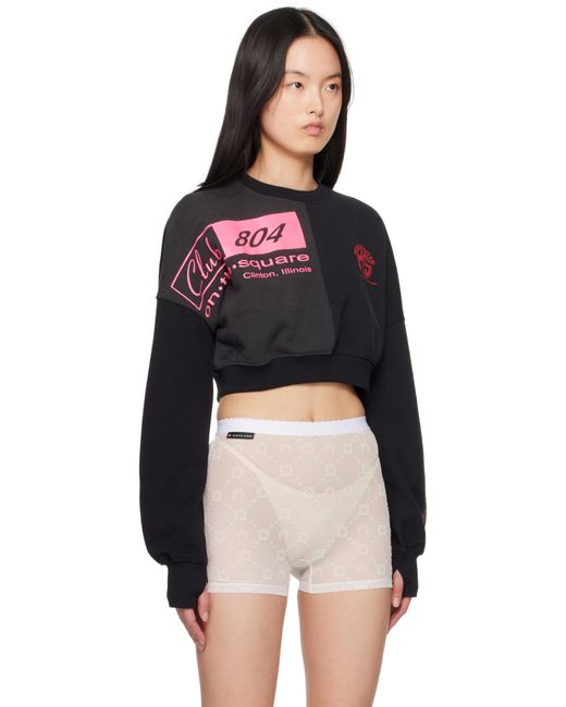 MARINE SERRE Black Regenerated Graphic Sweatshirts Cropped Sweatshirt