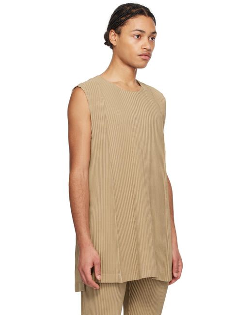 Homme Plissé Issey Miyake Natural Homme Plissé Issey Miyake Beige Monthly Color February Tank Top for men